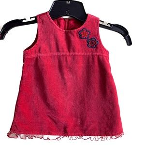 Oshkosh Girls Velvet Pink Embroidered Flower Dress